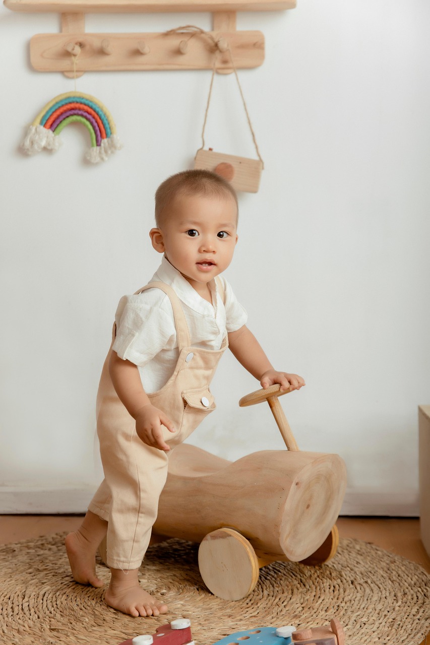 baby, smile, rainbow, wood, toys, nature, fun