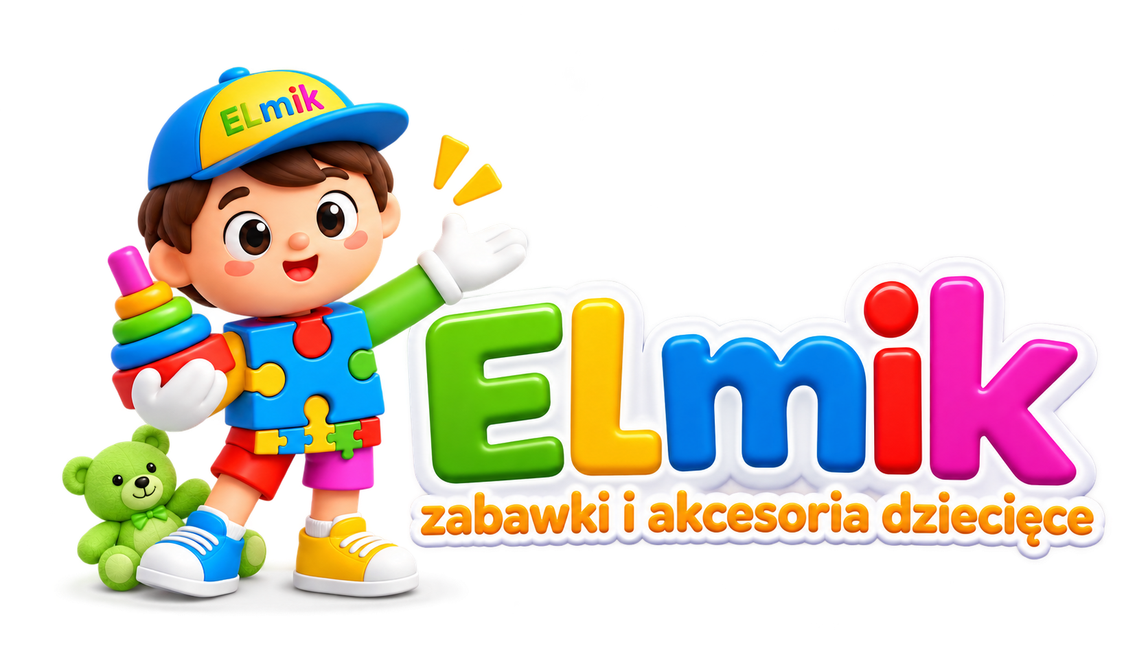 kolorowe logo sklepu z zabawkami elmik